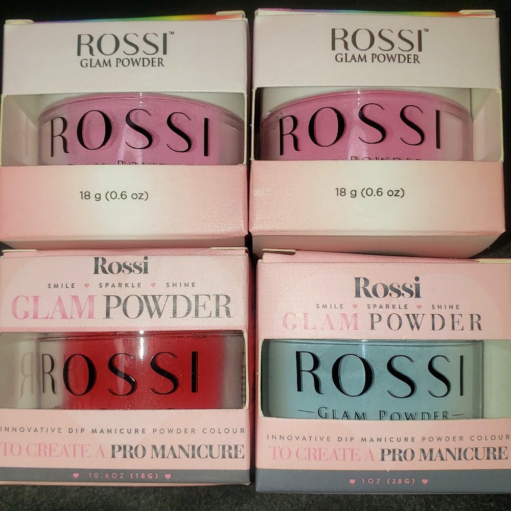 Four Brand New Rossi Nails Glam Dip Powders